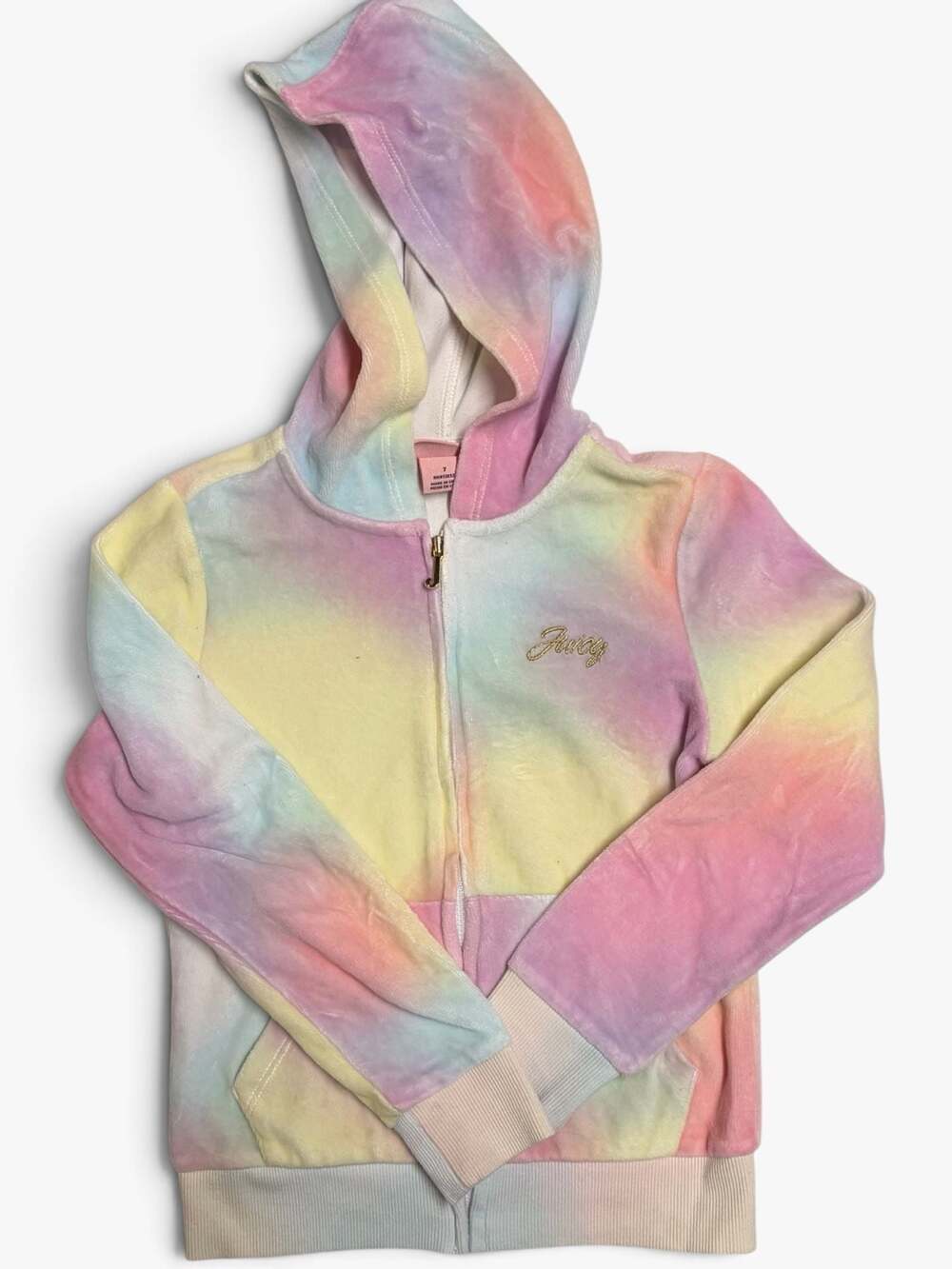Girls Juicy Couture Pastel Rainbow Tie Dye Zip Up